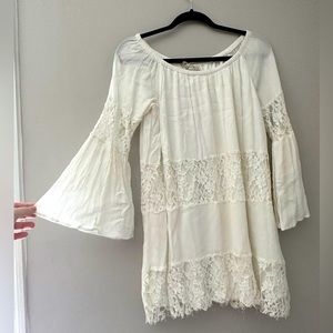 White off-shoulder bohemian lace dress